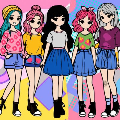 a group of five girls