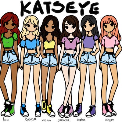 a group of girls wearing crop tops and shorts