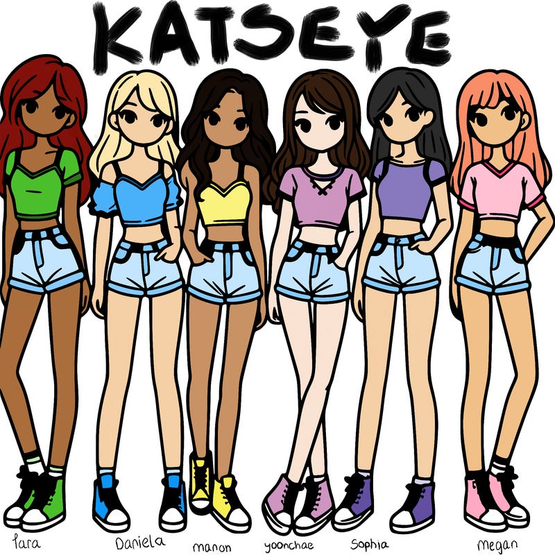 a group of girls wearing crop tops and shorts
