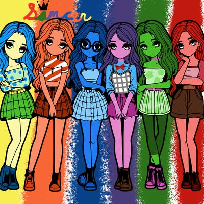 a group of girls realistic