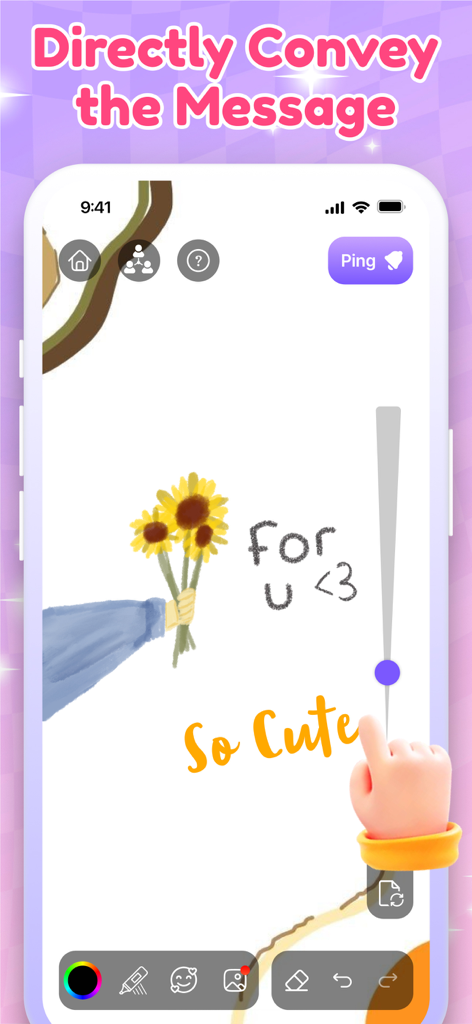 Zumee - Lockscreen Drawing - Zumee app interface showing a cute sunflower drawing and a handwritten message for a friend.