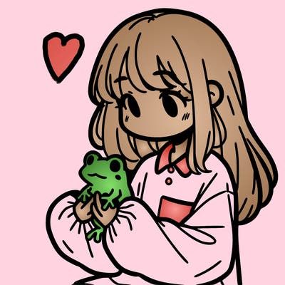 girl with long hair and a oversized shirt. and she is holding a frog