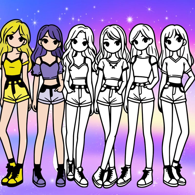 a group of girls wearing crop tops and shorts