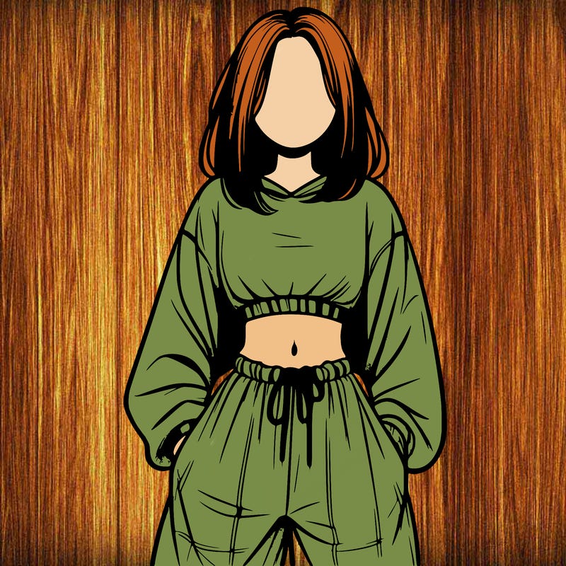 realistic girl faceless with baggy pants and a crop top