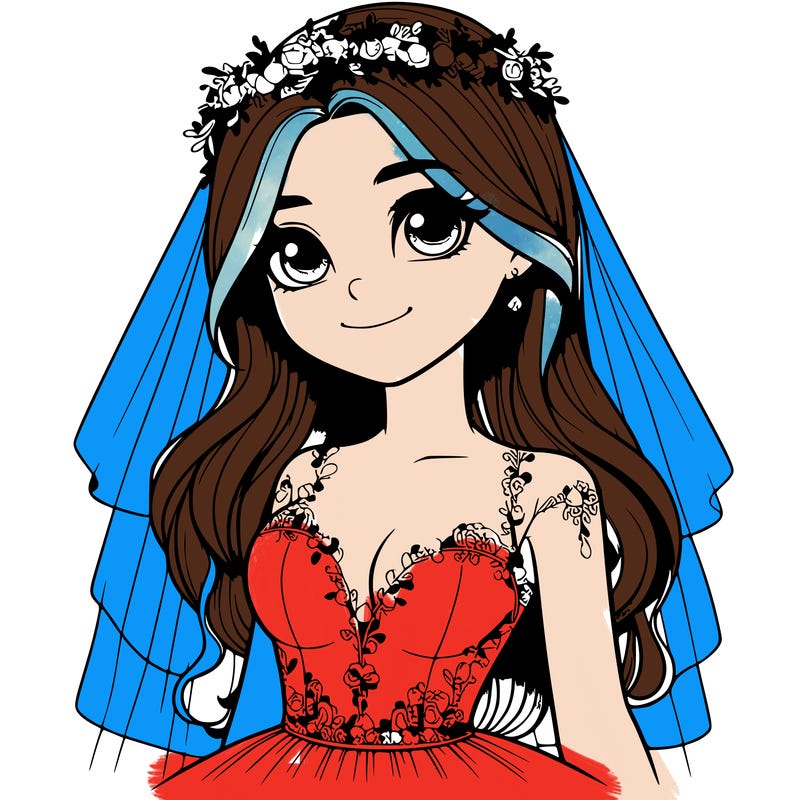 realistic girl in a wedding dress