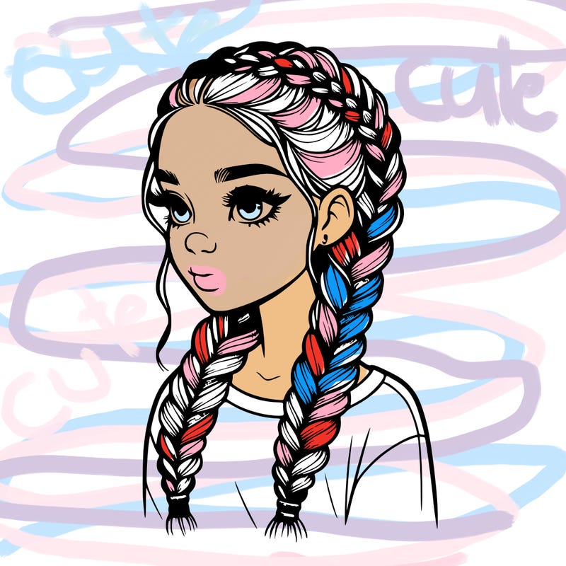 realistic girl with braids