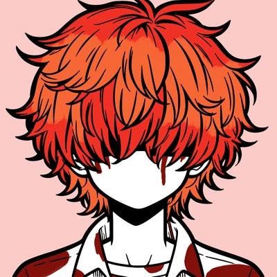 manga boy fluffy hair covering his eyes