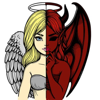 realistic angel half demon