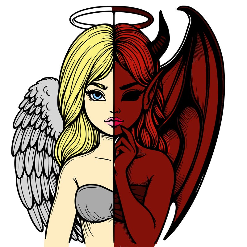 realistic angel half demon