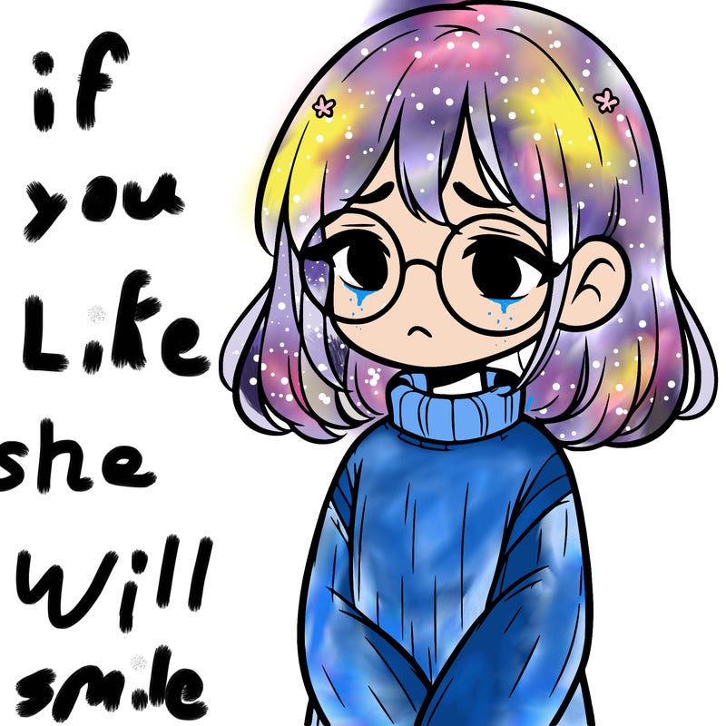 sad girl with glasses in a sweater