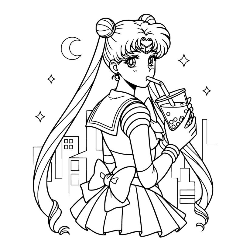 sallior moon drinking boba