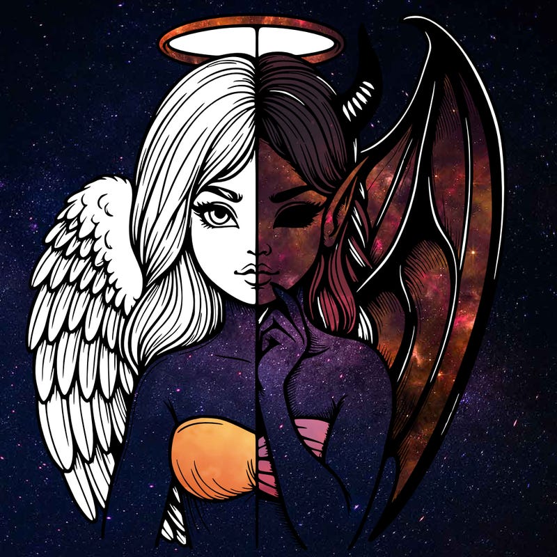realistic angel half demon
