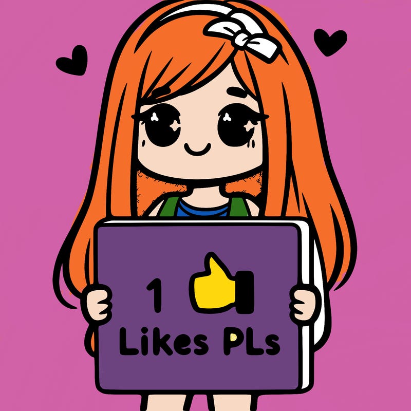 girl holding a sign saying 10 likes pls