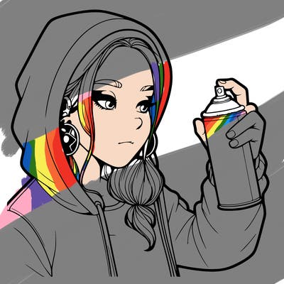 a realistic girl, spray painting