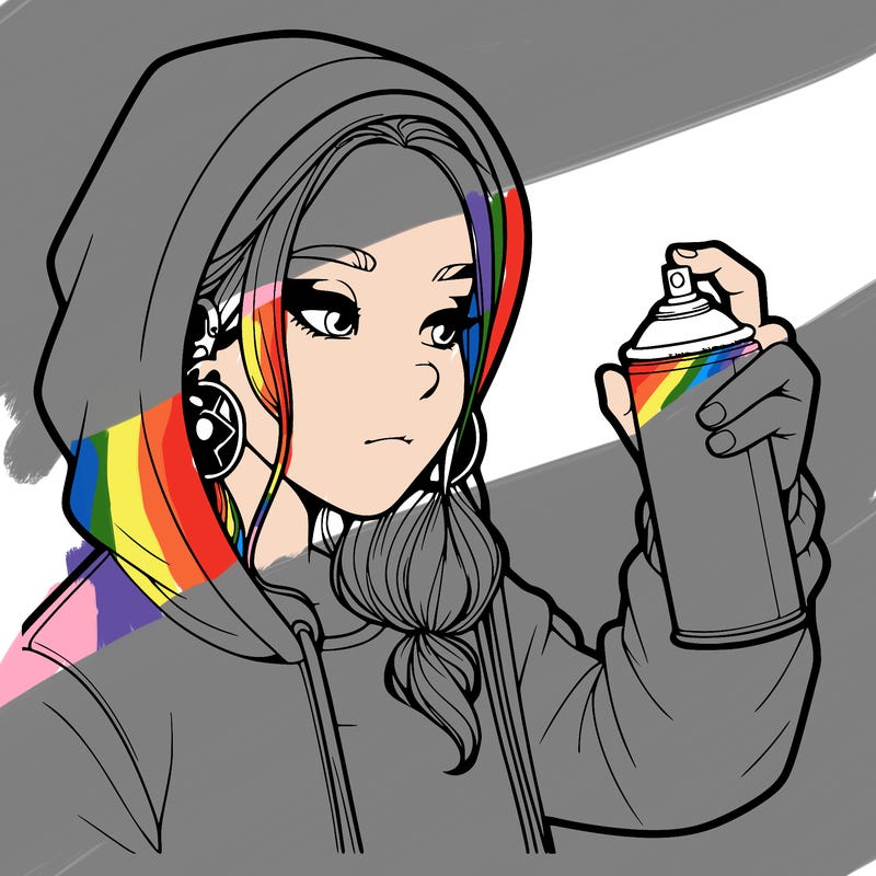 a realistic girl, spray painting