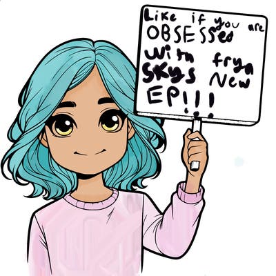 realistic girl holding up a sign