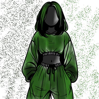 realistic girl faceless with baggy pants and a crop top