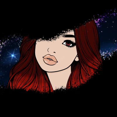 realistic girl with hair on her hair and lips