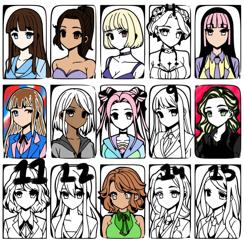 girls that look diffrent anime