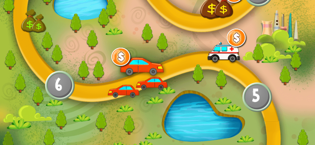 Game map interface showing levels and financial icons in the CreditStacker Pro app