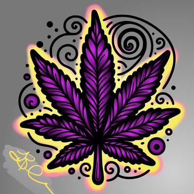 swirling marijauna leaf