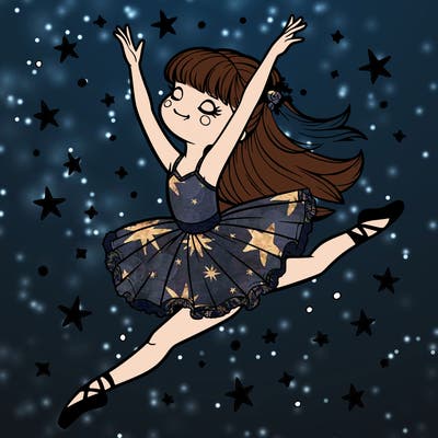 girl ballerina leaping into the sky