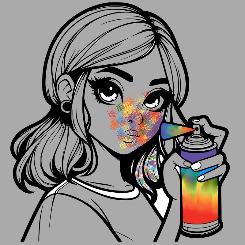 realistic girl with a spray paint