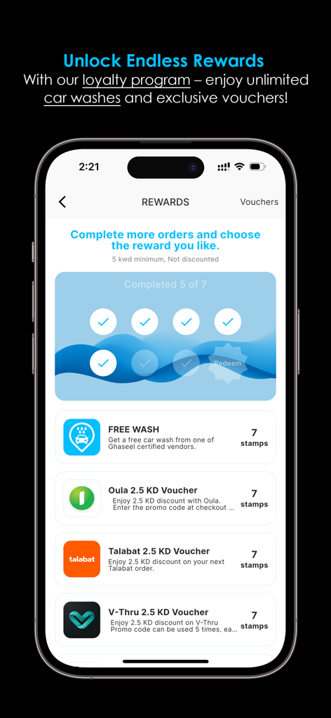Ghaseel Car Wash - غسيل سيارات - Ghaseel app loyalty program and rewards screen