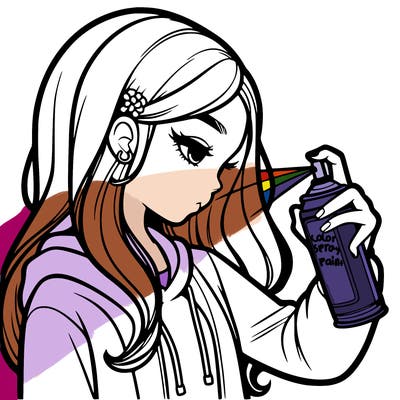 a realistic girl spray painting