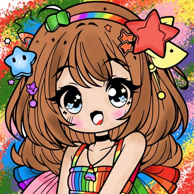 cute anime girl with star accessories