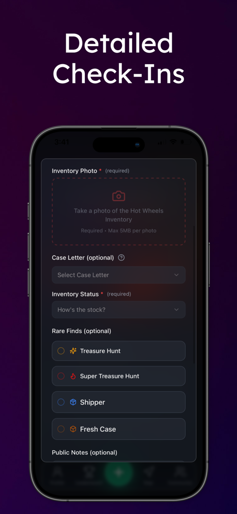 HW_Tracker - Eine mobile App-Oberfläche für detaillierte Hot Wheels-Inventarberichte und -kontrollen.
