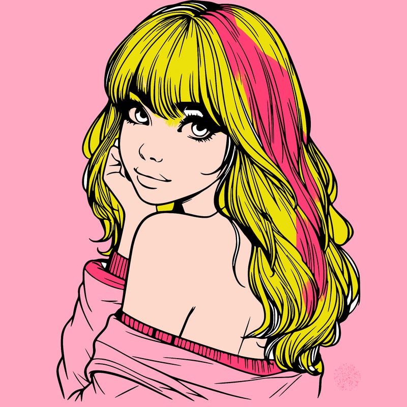 realistic girl with bangs looking over her shoulder