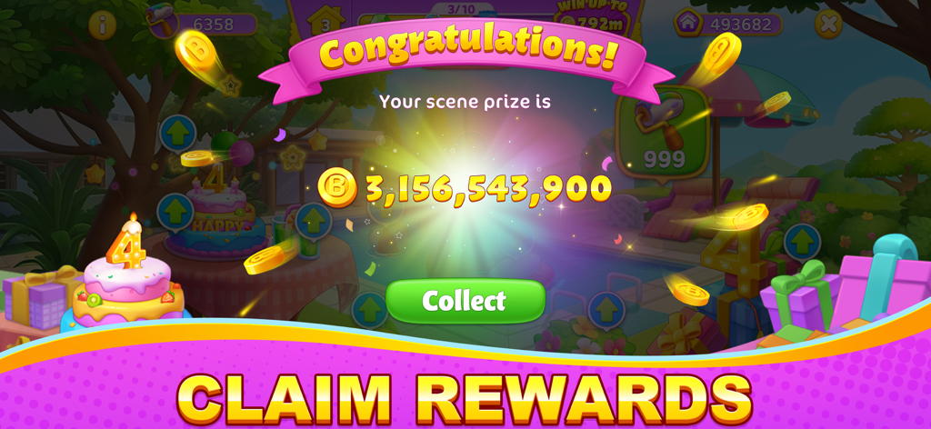 Bingo Wild-Classic Bingo Games - A large jackpot prize of over three billion coins in the Bingo Wild mobile game with a collect button