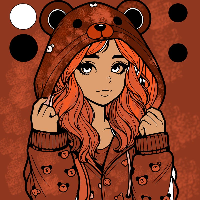 realistic girl in a animal pjs hoodie