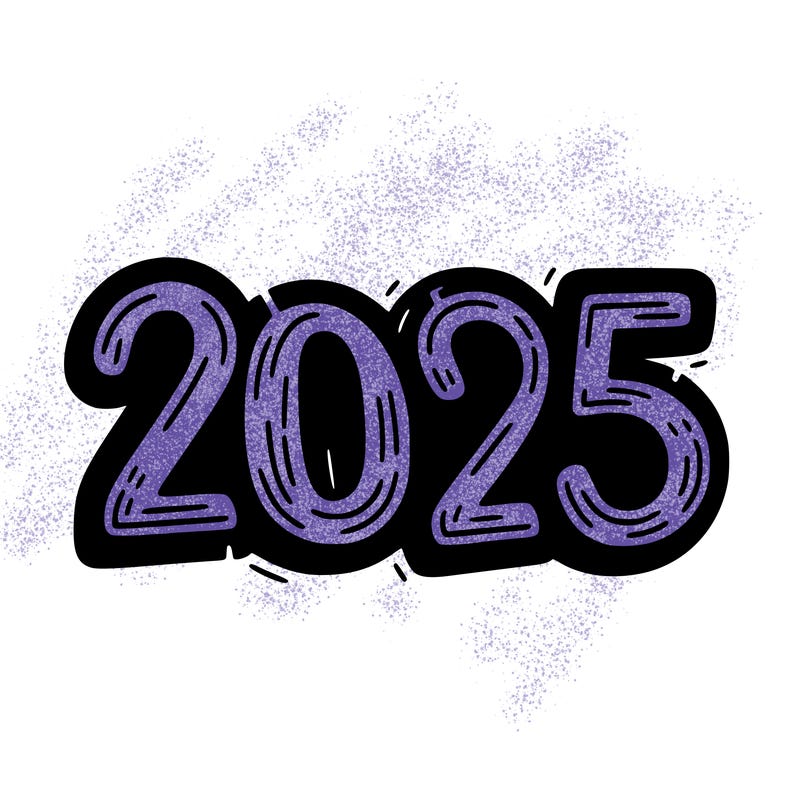 one line scrawled numbers sketch design “2025”