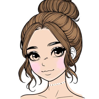 realistic pretty girl with hair in bun