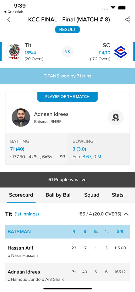 Kuwait Cricket Club - Match result and player statistics on the Kuwait Cricket Club mobile app