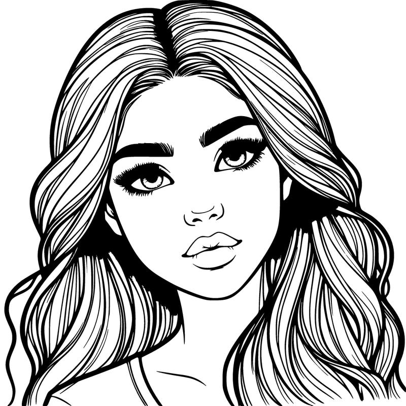 realistic teenage girl with pretty hair