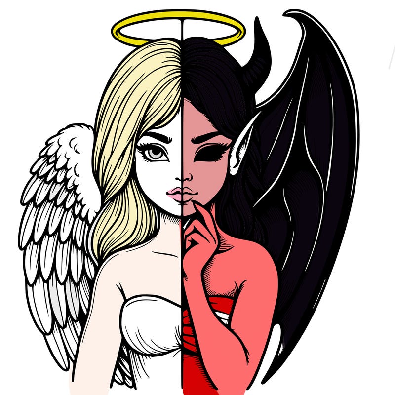 realistic angel half demon