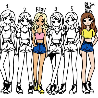 a group of girls wearing crop tops and shorts