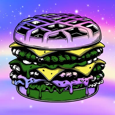 realistic waffle burger