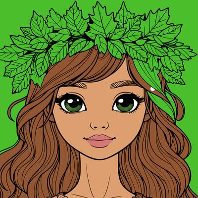 realistic girl with fall leaf crown