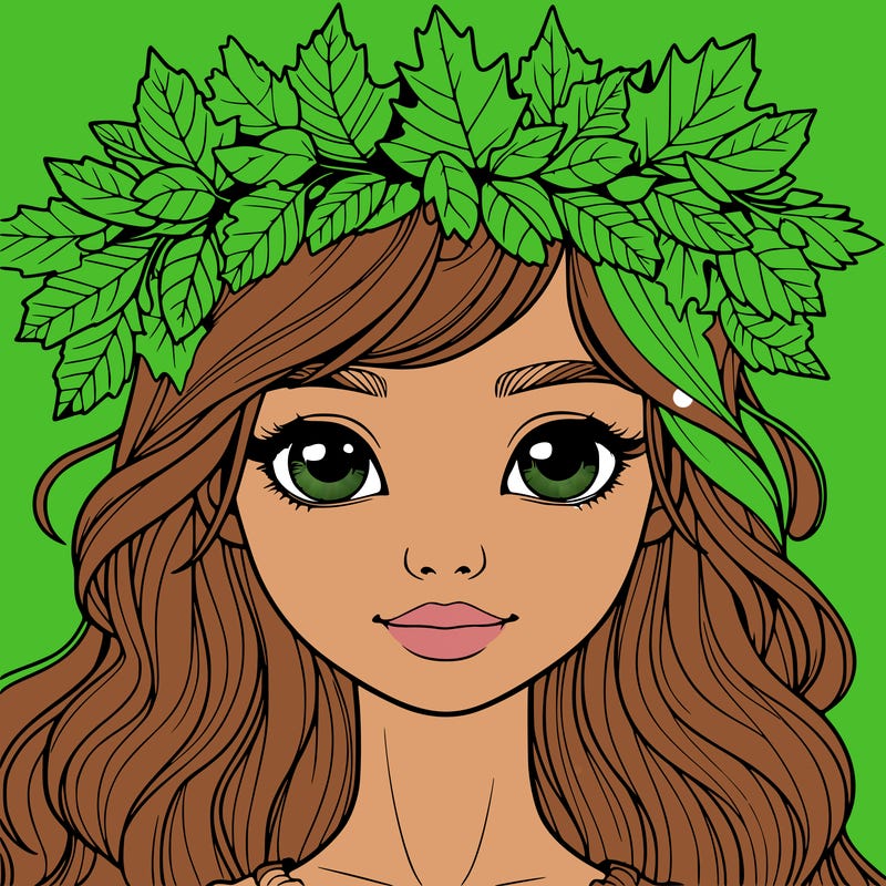 realistic girl with fall leaf crown