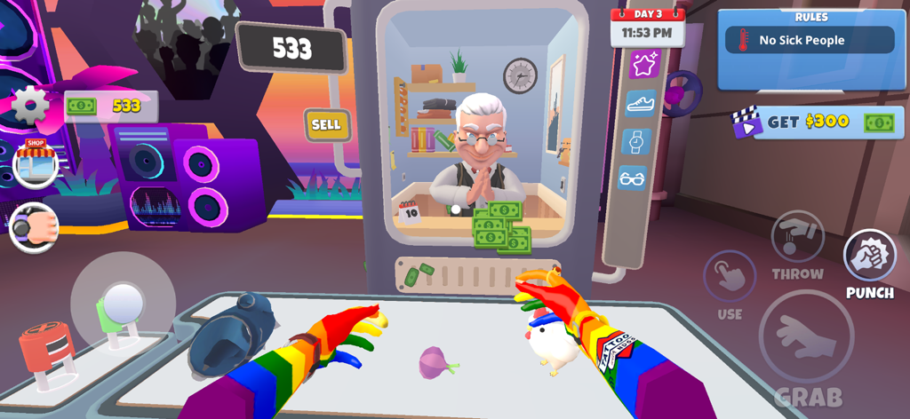 First person view of a nightclub security guard performing checks in Guard Life Nightclub 3D