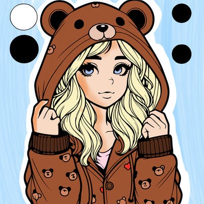 realistic girl in a animal pjs hoodie