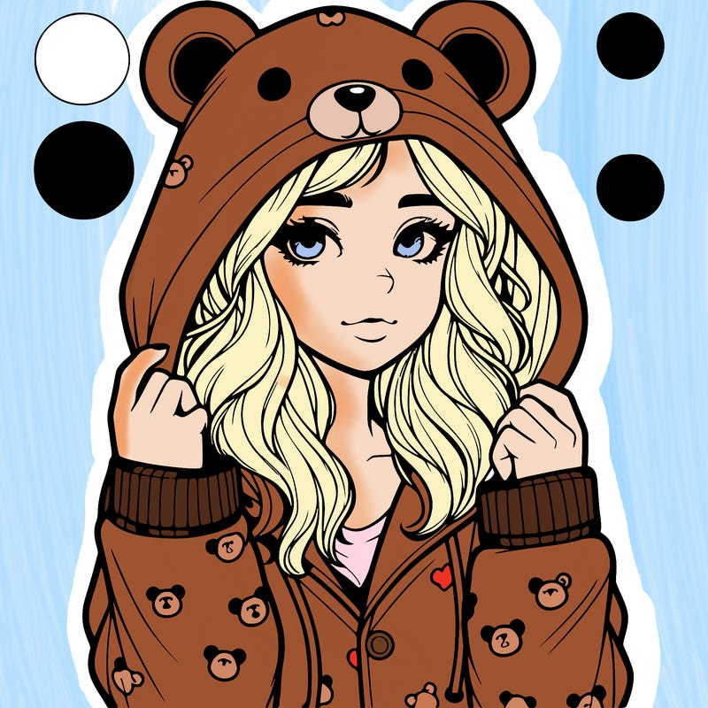 realistic girl in a animal pjs hoodie