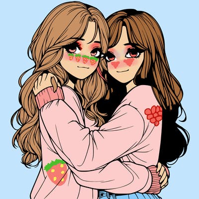 realistic girls hugging