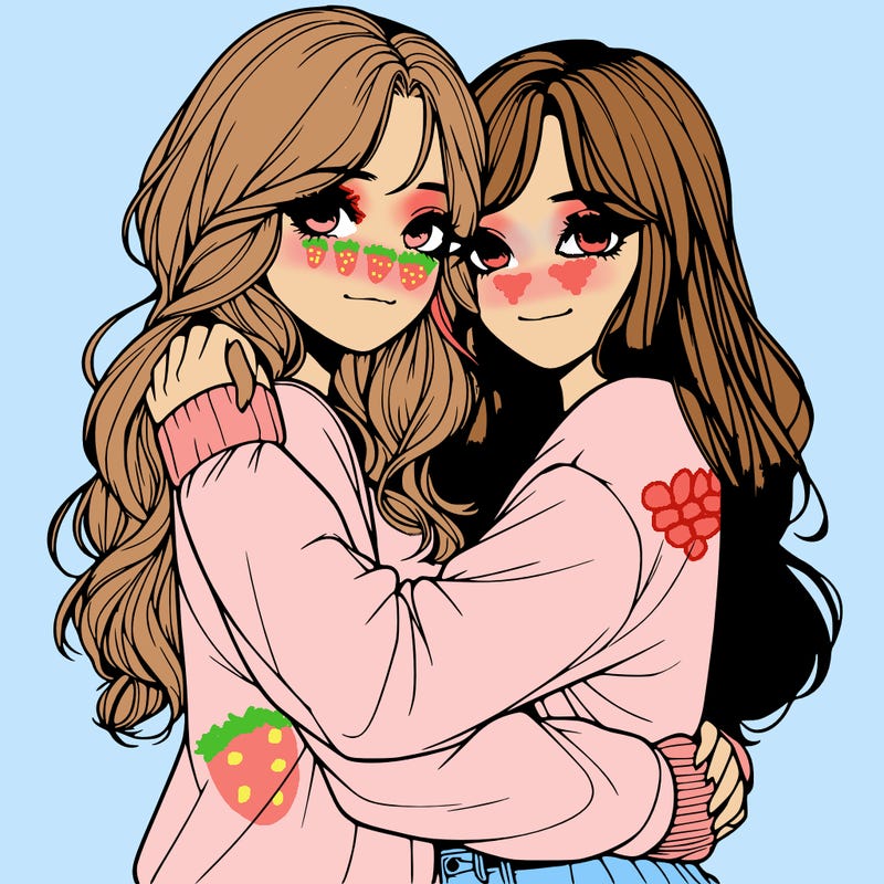 realistic girls hugging