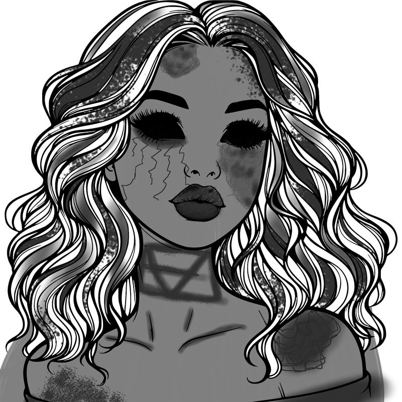 realistic girl with wavy hair and lips
