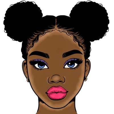 realistic black woman with two buns